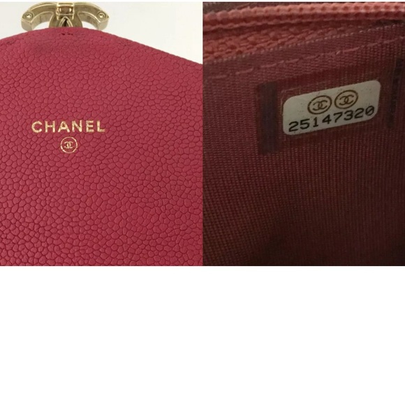 Auth Chanel CC Logo Cuba Flap Caviar Skin Wallet On Chain WOC Shoulder Bag Pink - Picture 10 of 11